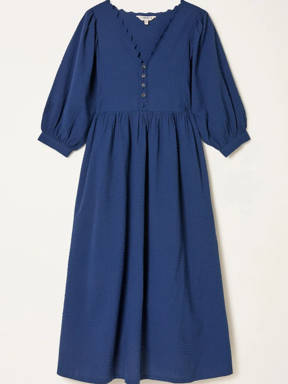 FatFace Ceil Indigo Blue Textured Midi Dress