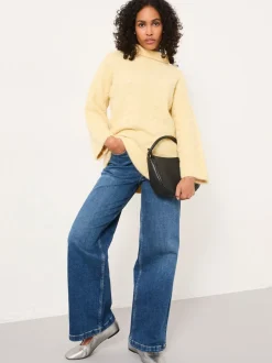 FatFace Celia Yellow Knitted Roll Neck Jumper