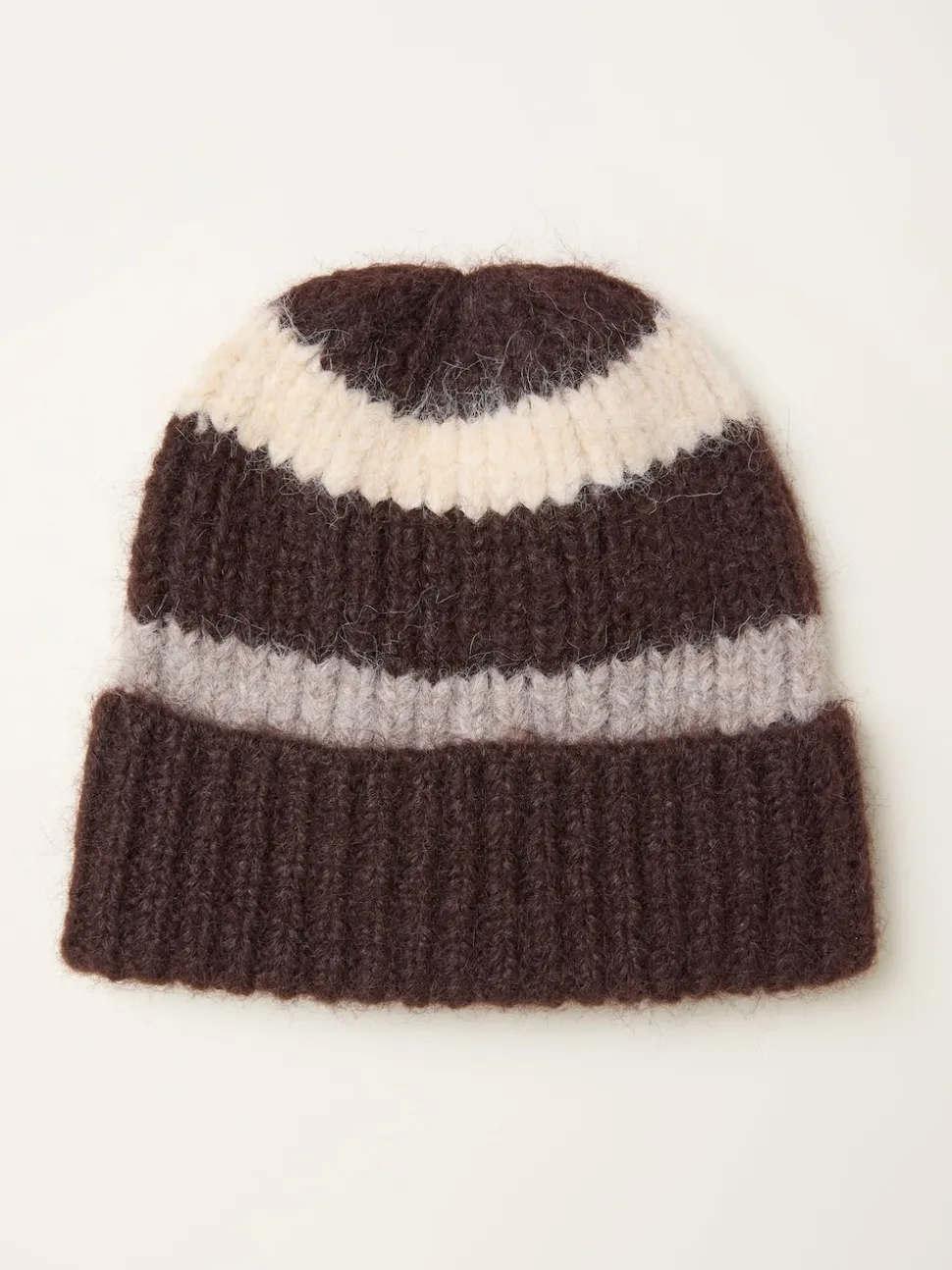 FatFace Chocolate Brown Stripe Beanie