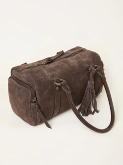 FatFace Chocolate Brown Suede Bowling Bag