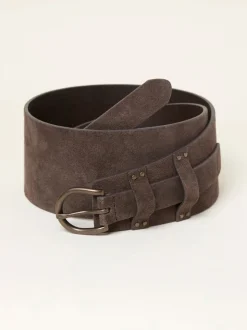 FatFace Chocolate Brown Suede Waist Belt