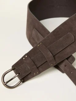 FatFace Chocolate Brown Suede Waist Belt
