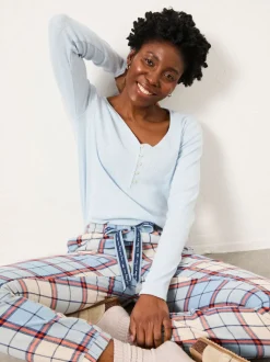FatFace Cora Blue Check Pyjama Bottom