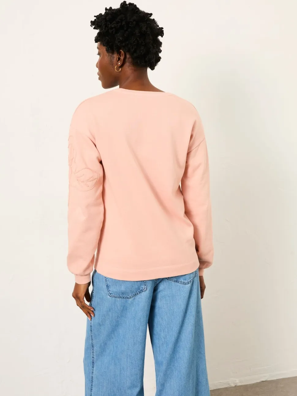 FatFace Coral Pink Floral Embroidered Crew Sweat