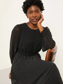 FatFace Darcy Black Pin Spot Darcy Midi Dress
