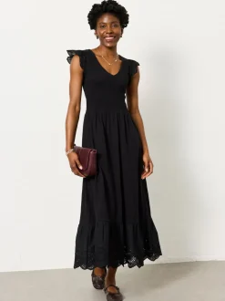 FatFace Demi Black Petite Jersey Midi Dress
