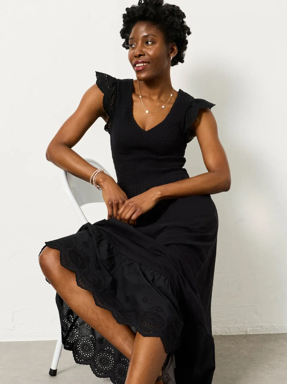 FatFace Demi Black Petite Jersey Midi Dress