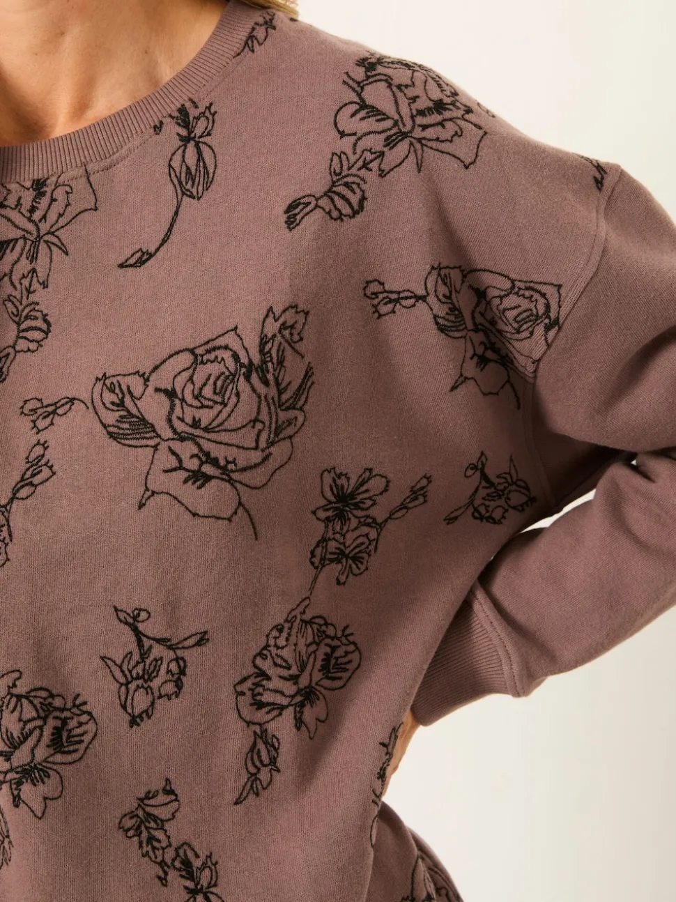 FatFace Emily Dusky Purple Embroidered Crew Sweatshirt