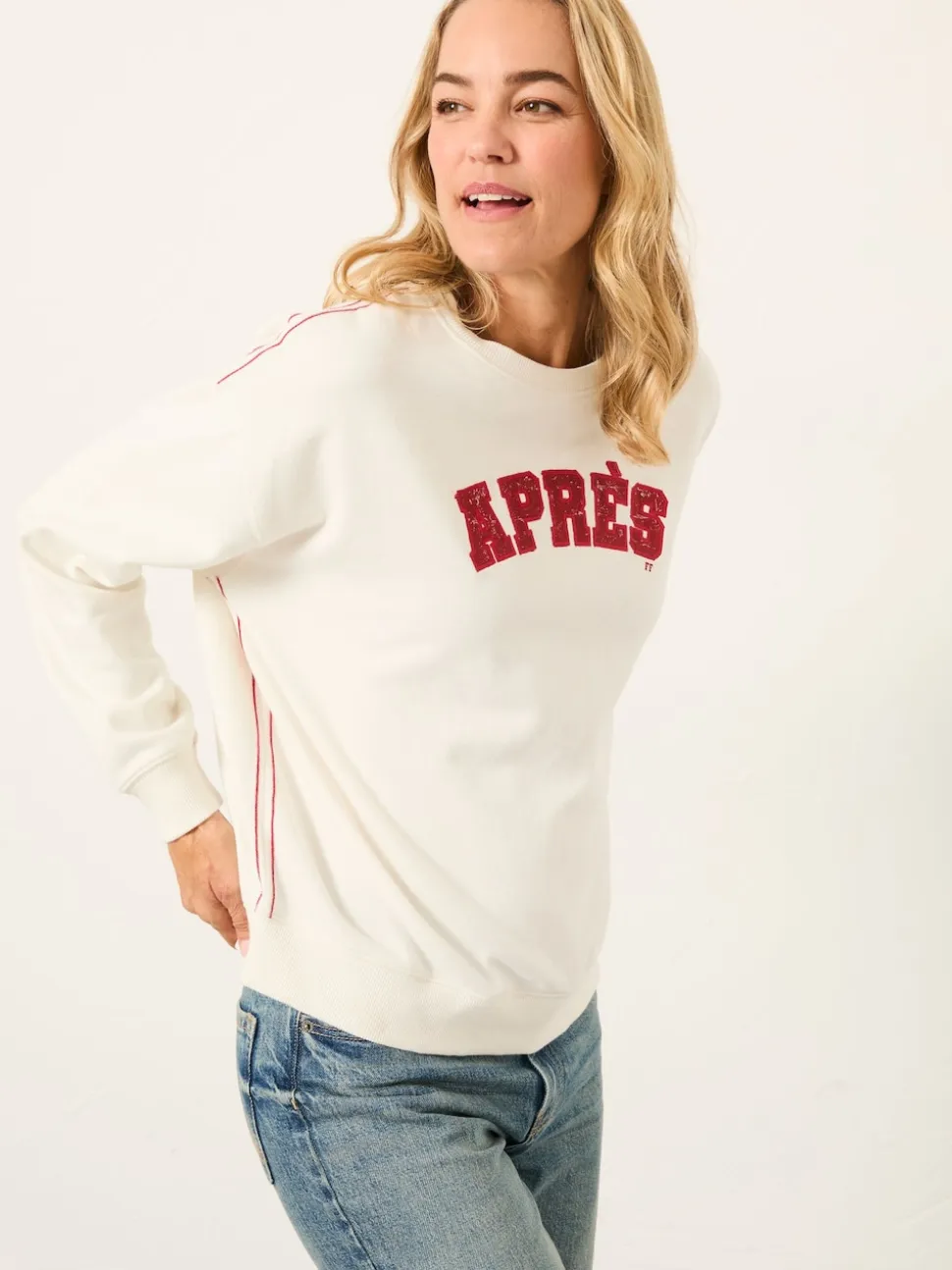 FatFace Emily Ivory Apres Graphic Crew Sweatshirt