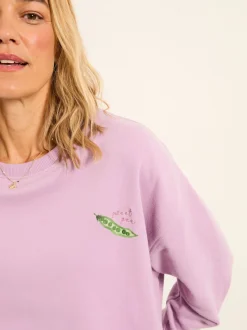 FatFace Emily Lilac Purple Sweet Pea Graphic Crew Sweat