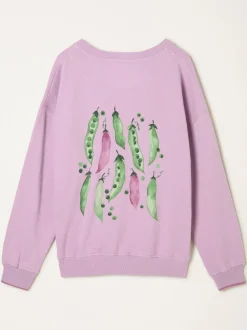FatFace Emily Lilac Purple Sweet Pea Graphic Crew Sweat