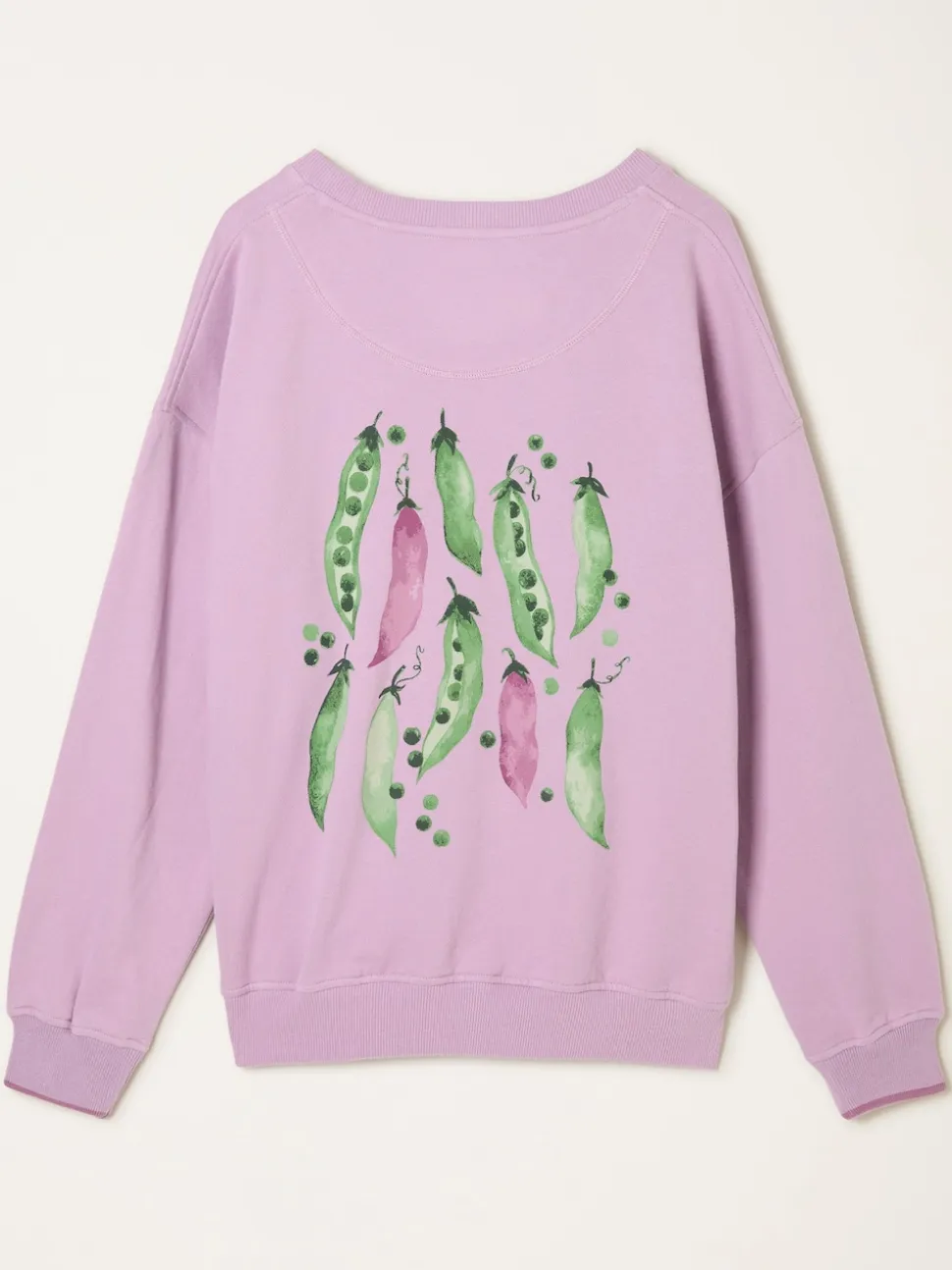 FatFace Emily Lilac Purple Sweet Pea Graphic Crew Sweat