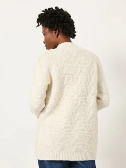 FatFace Ezzie Ivory Knitted Edge To Edge Cardigan