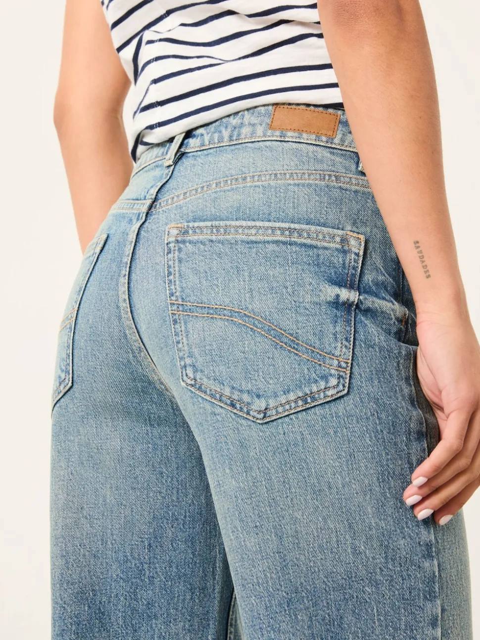 FatFace Filby Bleach Wash Denim Relaxed Straight Jeans