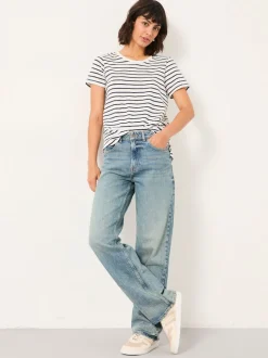 FatFace Filby Bleach Wash Denim Relaxed Straight Jeans