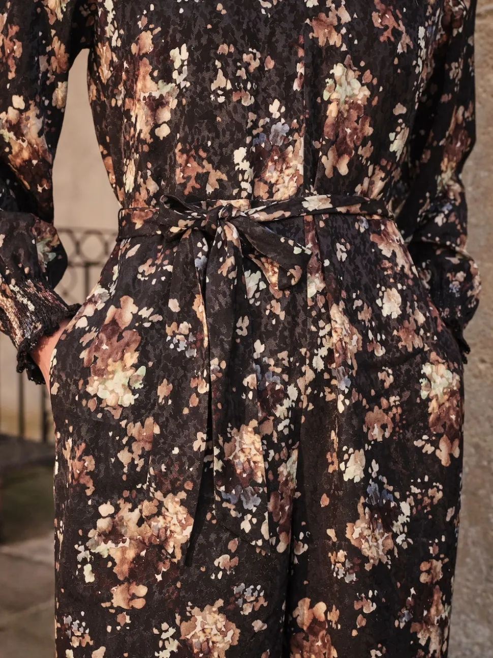 FatFace Fionn Black Floral Jumpsuit