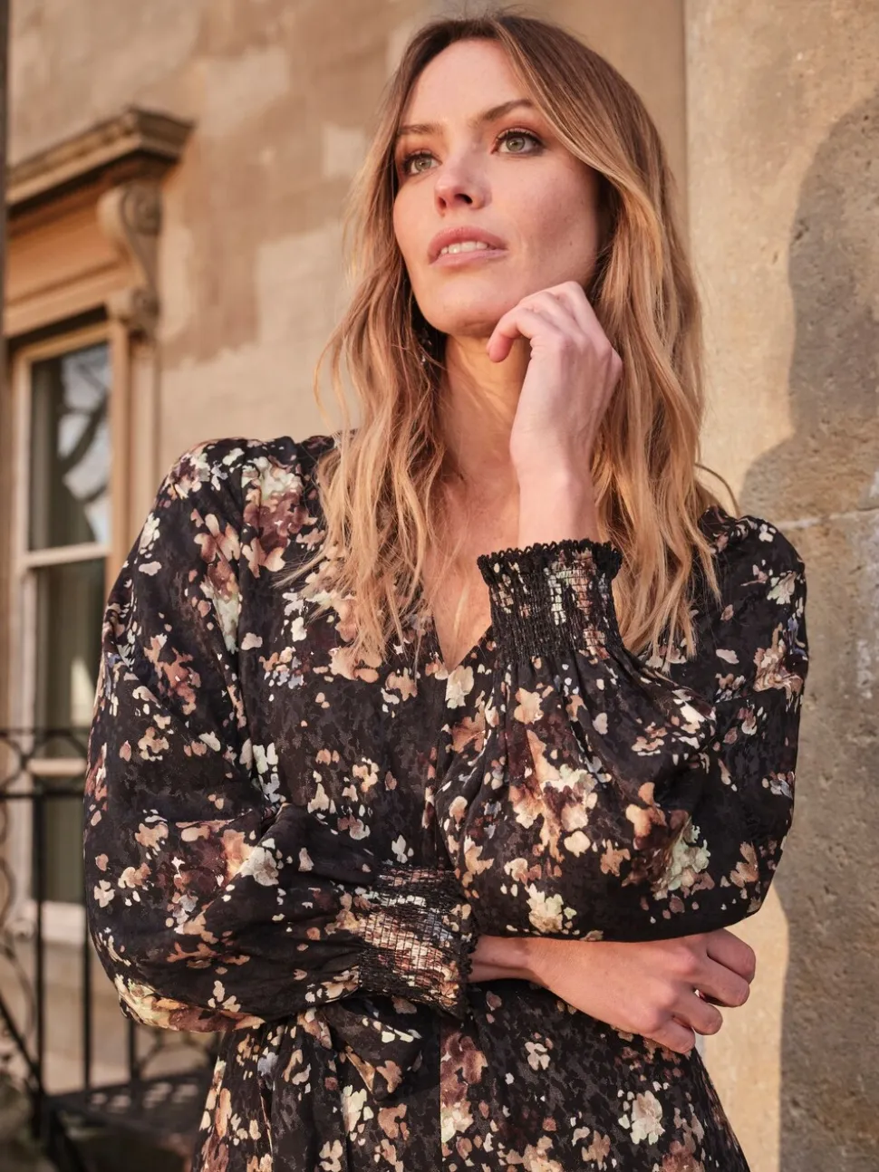 FatFace Fionn Black Floral Jumpsuit