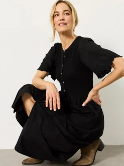 FatFace Fleur Black Jersey Midi Dress