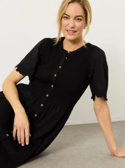 FatFace Fleur Black Jersey Midi Dress