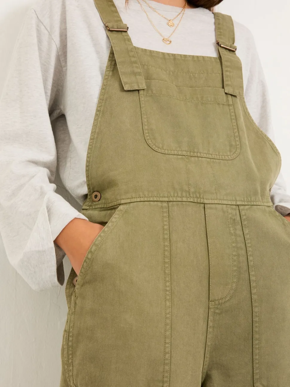FatFace Freja Khaki Green Dungarees