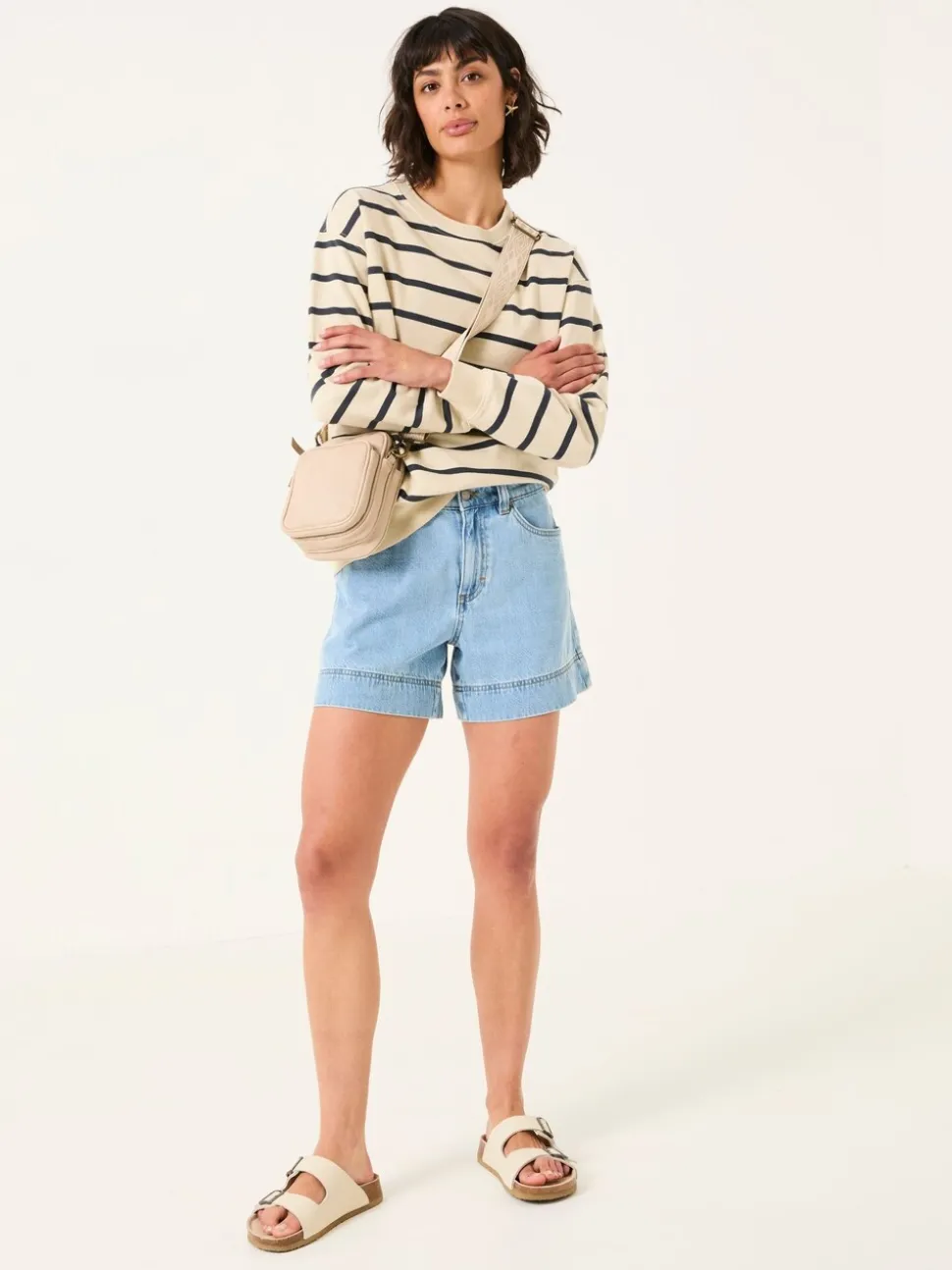 FatFace Georgia Ivory Stripe Crew Sweatshirt