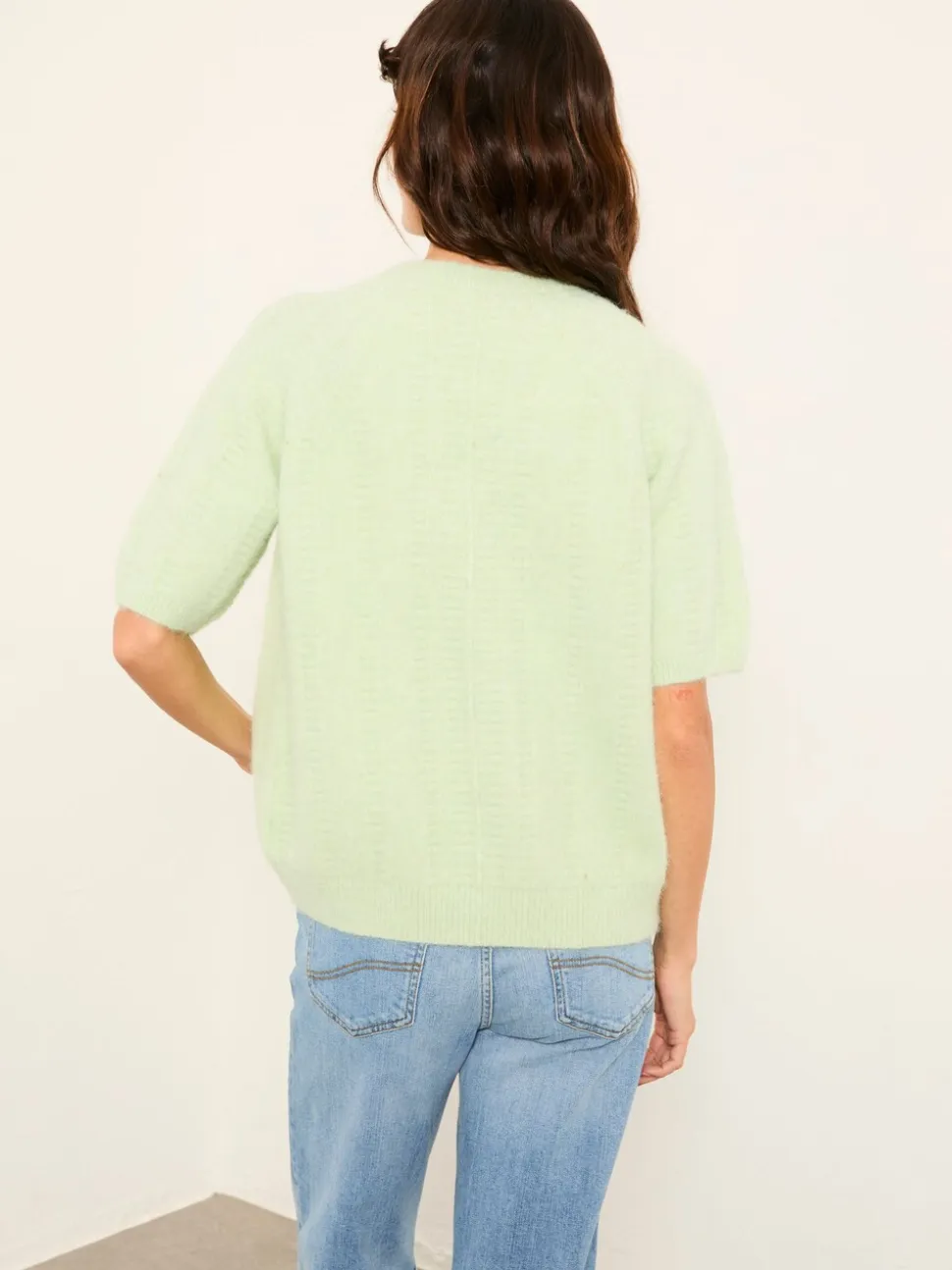 FatFace Georgina Mint Green Knitted Fluffy Cardigan