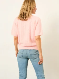 FatFace Georgina Pink Knitted Fluffy Cardigan