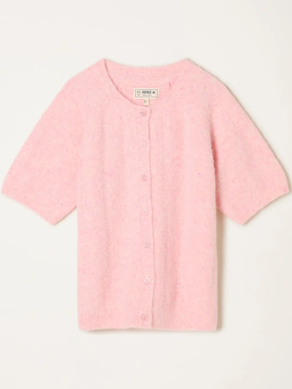 FatFace Georgina Pink Knitted Fluffy Cardigan