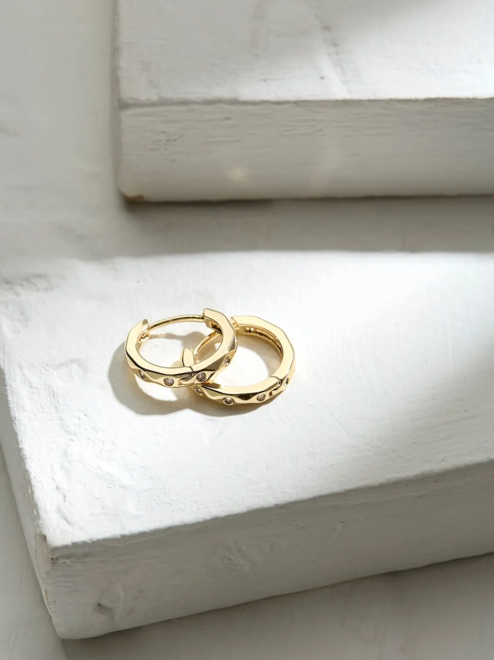 FatFace Gold Tone Gem Huggie Hoops Earrings