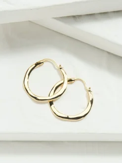FatFace Gold Tone Hammered Hoop Earrings