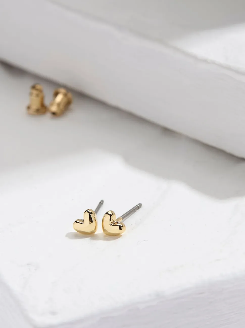 FatFace Gold Tone Heart Stud Earrings