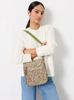 FatFace Green Ditsy Ditsy Floral Canvas Crossbody Bag