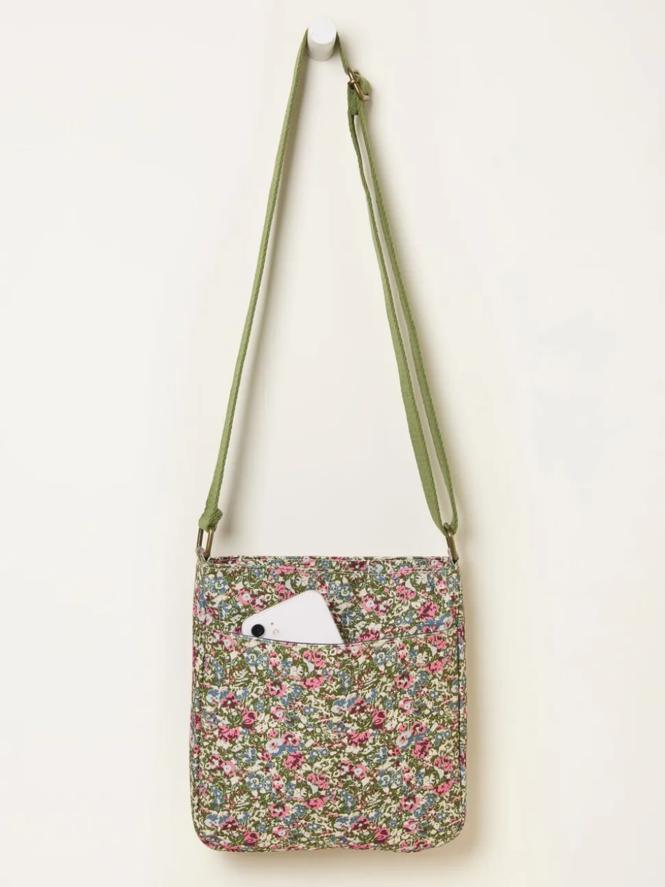 FatFace Green Ditsy Ditsy Floral Canvas Crossbody Bag