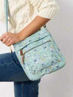 FatFace Green Haze Floral Canvas Crossbody Bag