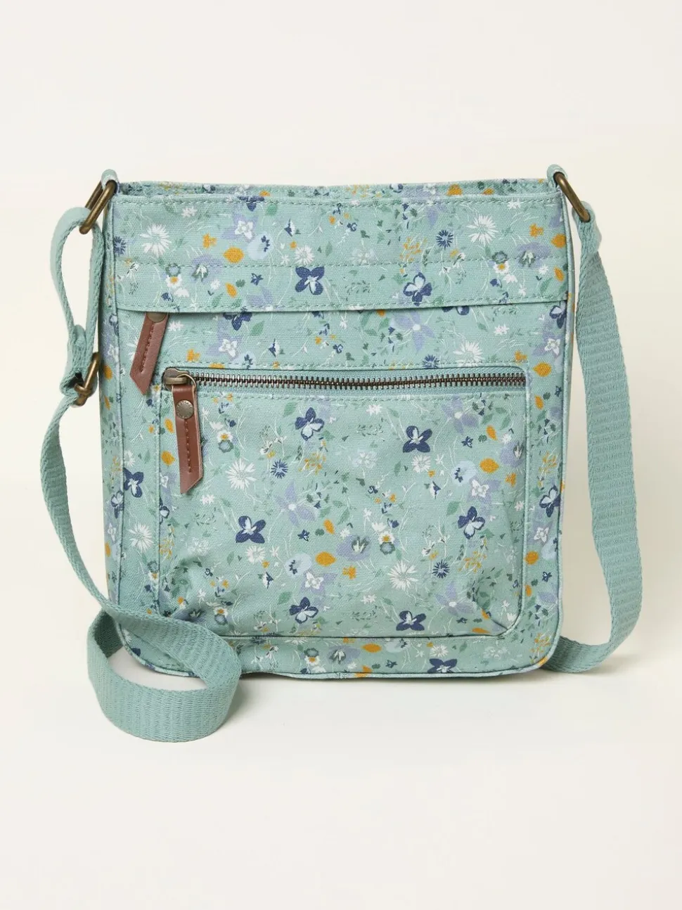 FatFace Green Haze Floral Canvas Crossbody Bag