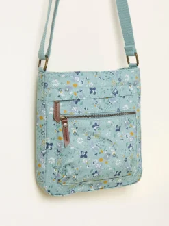 FatFace Green Haze Floral Canvas Crossbody Bag
