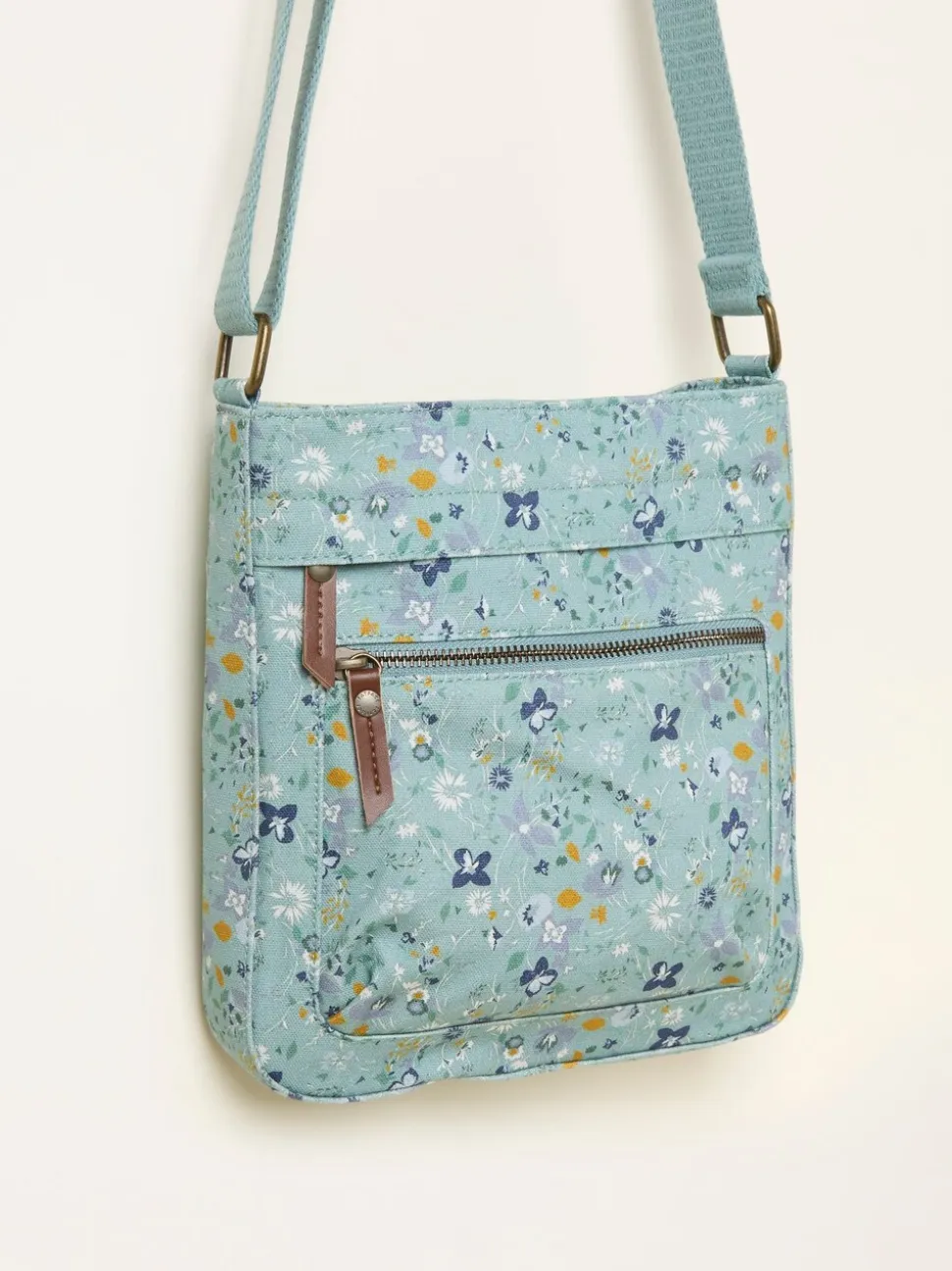 FatFace Green Haze Floral Canvas Crossbody Bag