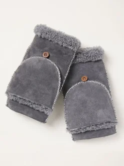 FatFace Grey Suede Overflap Gloves