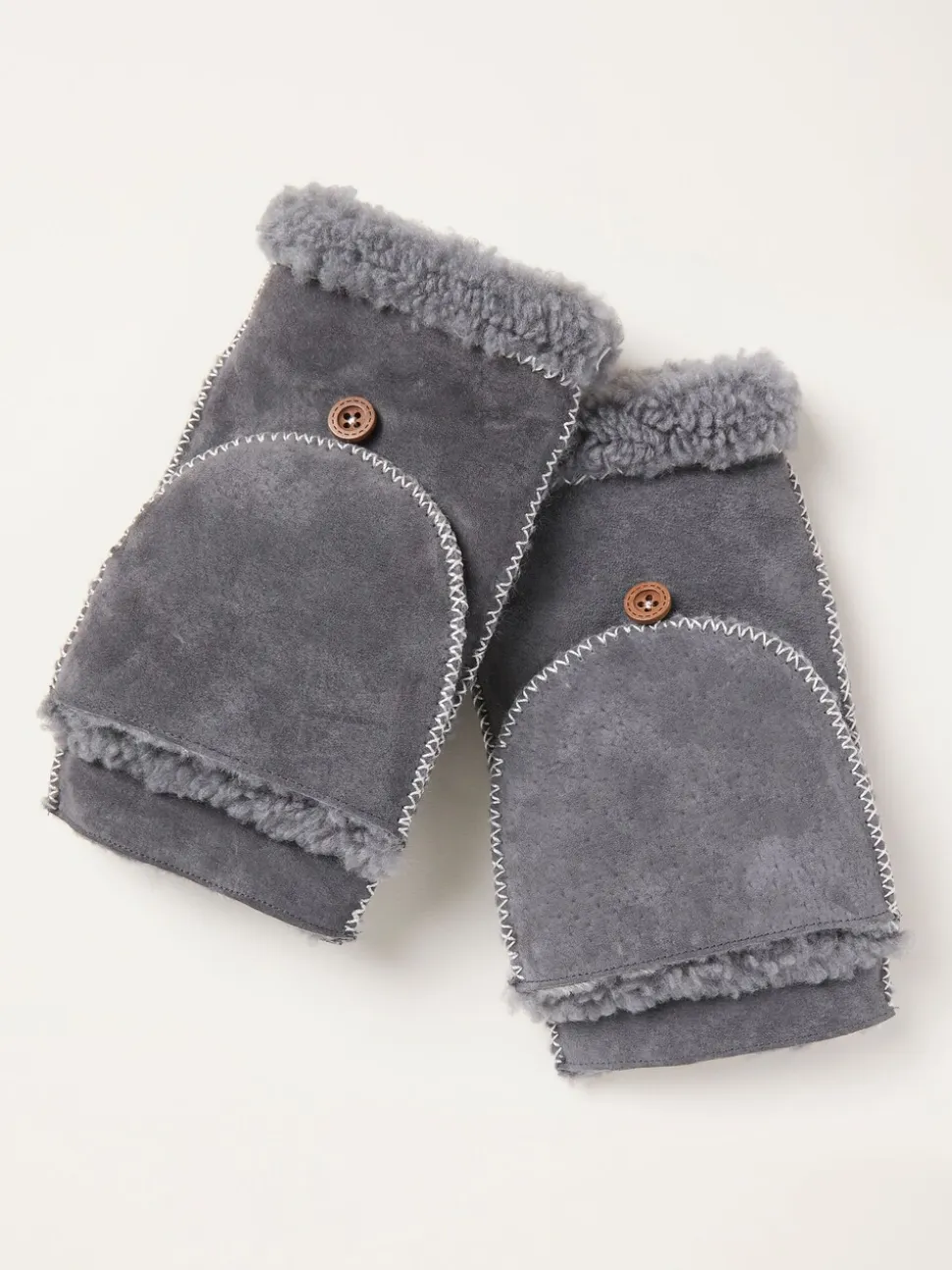 FatFace Grey Suede Overflap Gloves