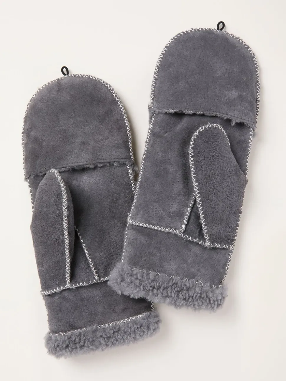 FatFace Grey Suede Overflap Gloves