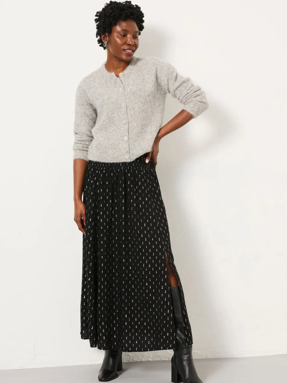 FatFace Harper Black Midi Skirt