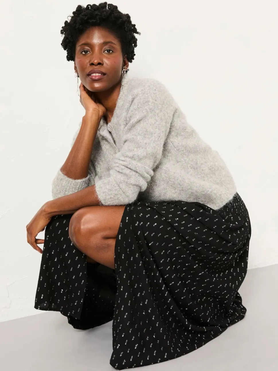 FatFace Harper Black Midi Skirt