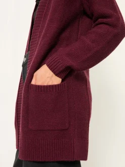 FatFace Harriet Burgundy Red Longline Knitted Cardigan