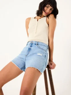 FatFace Holywell Light Blue Frayed Denim Shorts