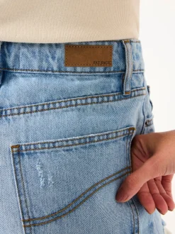 FatFace Holywell Light Blue Frayed Denim Shorts