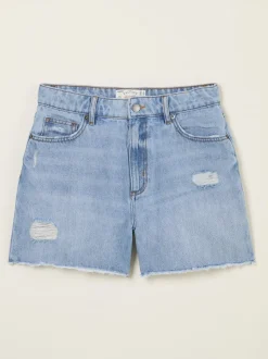 FatFace Holywell Light Blue Frayed Denim Shorts