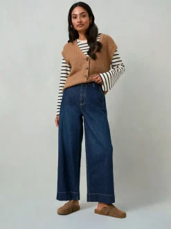 FatFace Hove Denim Dark Blue Wide Leg Crop Jeans