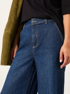 FatFace Hove Denim Dark Blue Wide Leg Crop Jeans