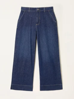 FatFace Hove Denim Dark Blue Wide Leg Crop Jeans