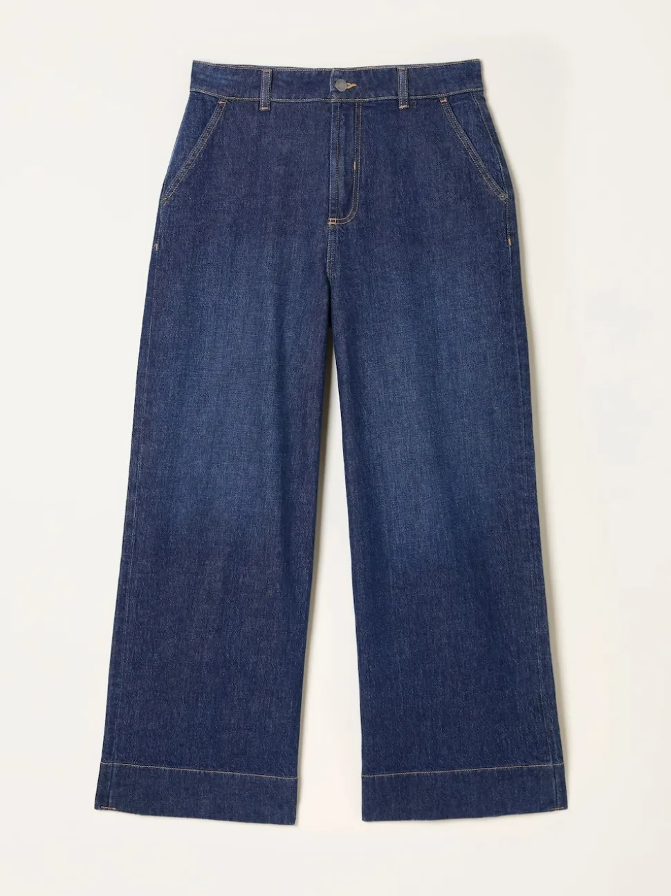 FatFace Hove Denim Dark Blue Wide Leg Crop Jeans